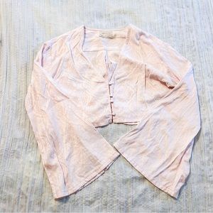 Urban Outfitters Baby Pink Silk Cropped Shirt (NWOT)